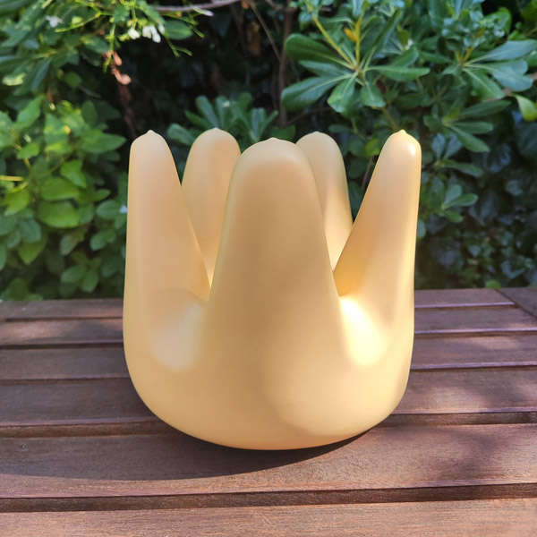 Yellow dip moulded plastic bowl.
