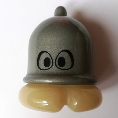 Silver dip moulded plastic condom holder.