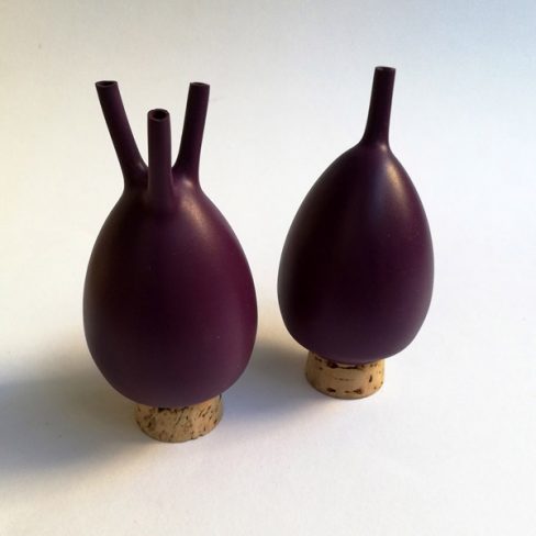 Purple Salt & Pepper set made of plastic and cork