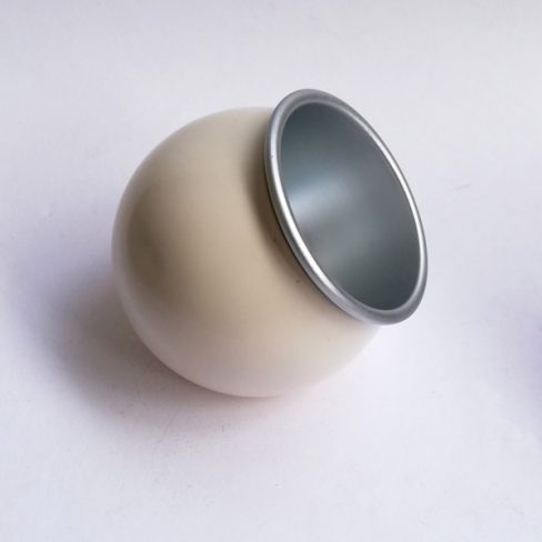 Metal ashtray in white plastic cover